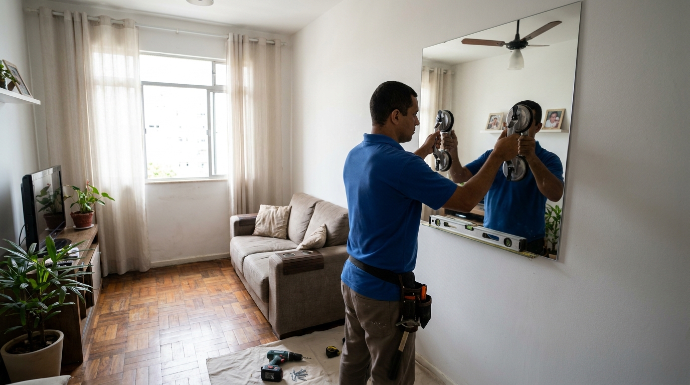 Espelho sob medida com parquet em Florianópolis-SC