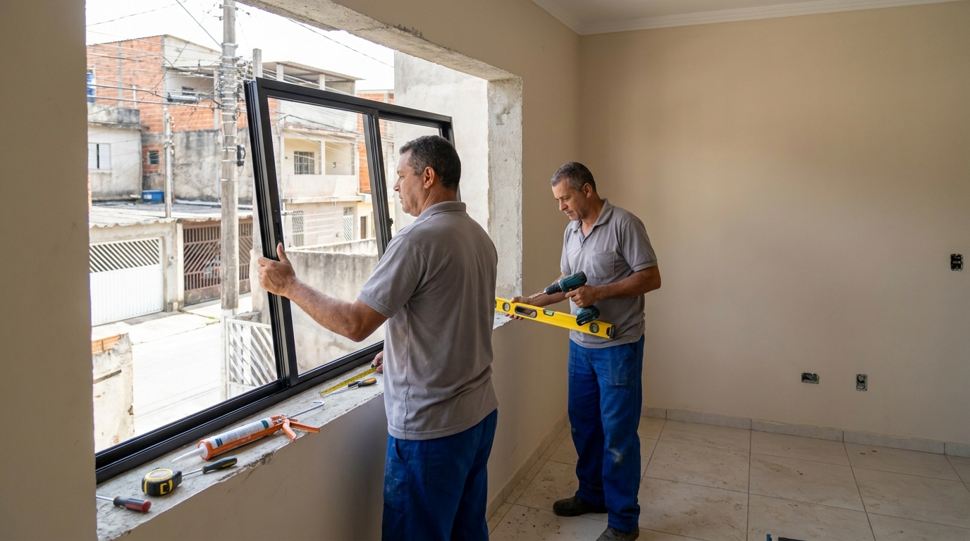 Esquadria de alumínio com vista para rua em Florianópolis-SC
