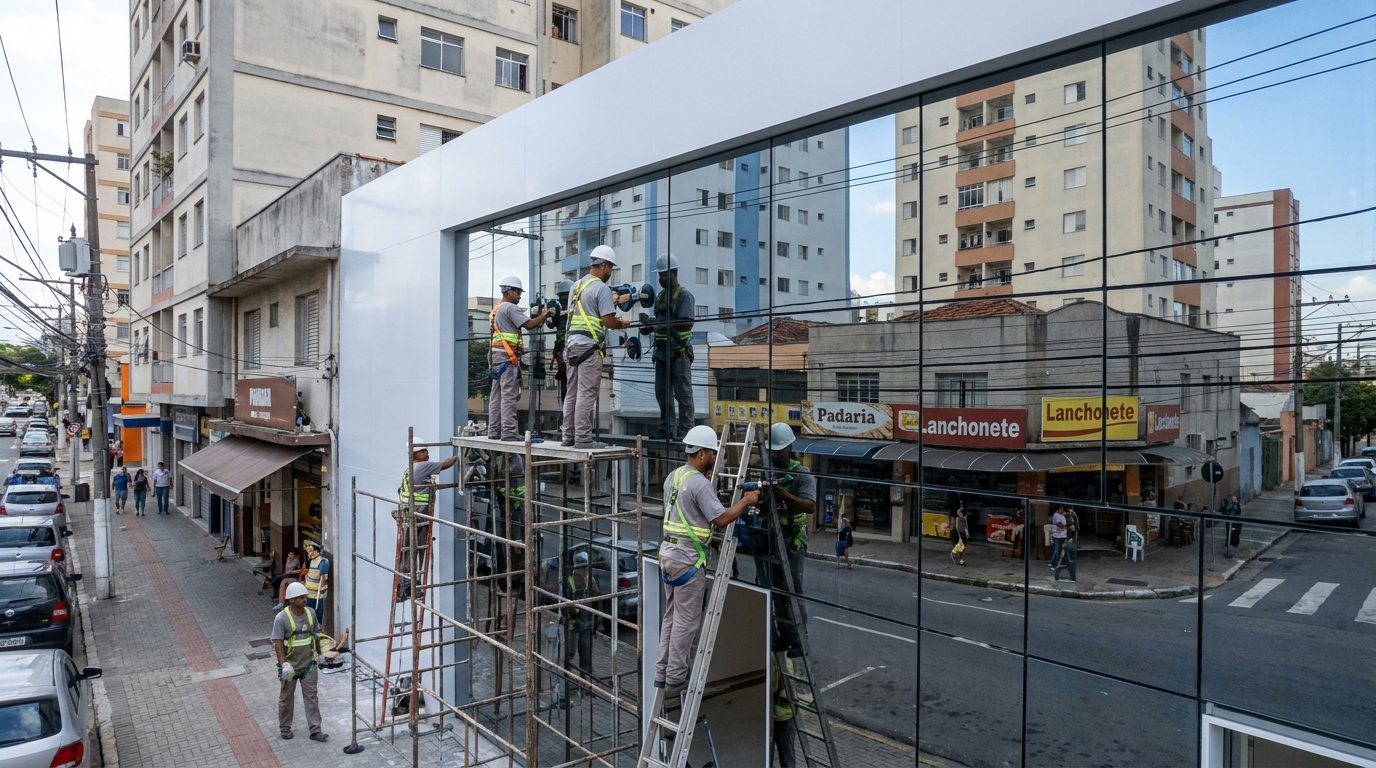 Fachada espelhada em esquina em Florianópolis-SC